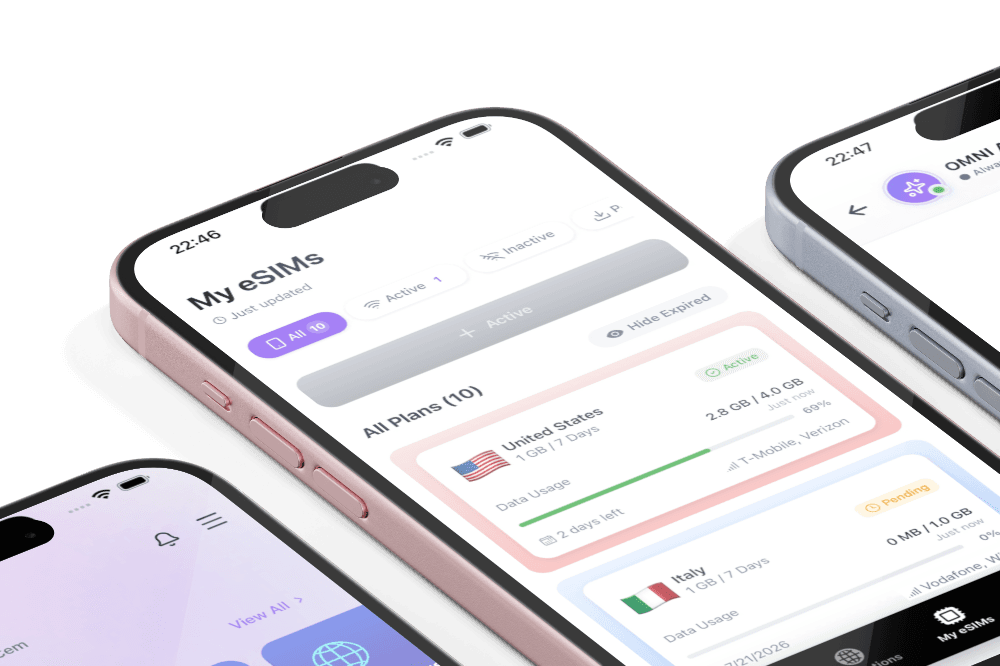 OMNI eSIM app screen